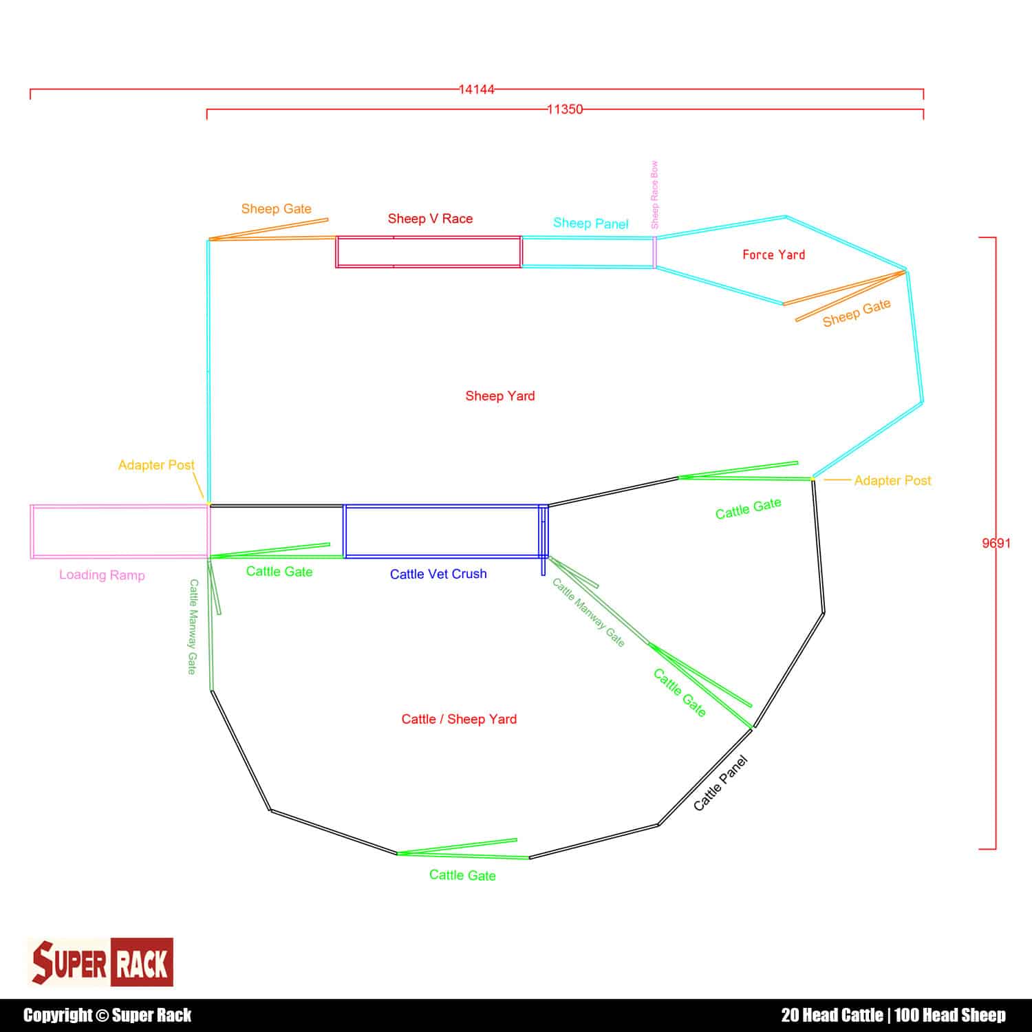20 Head Cattle & 100 Head Sheep Yard Design